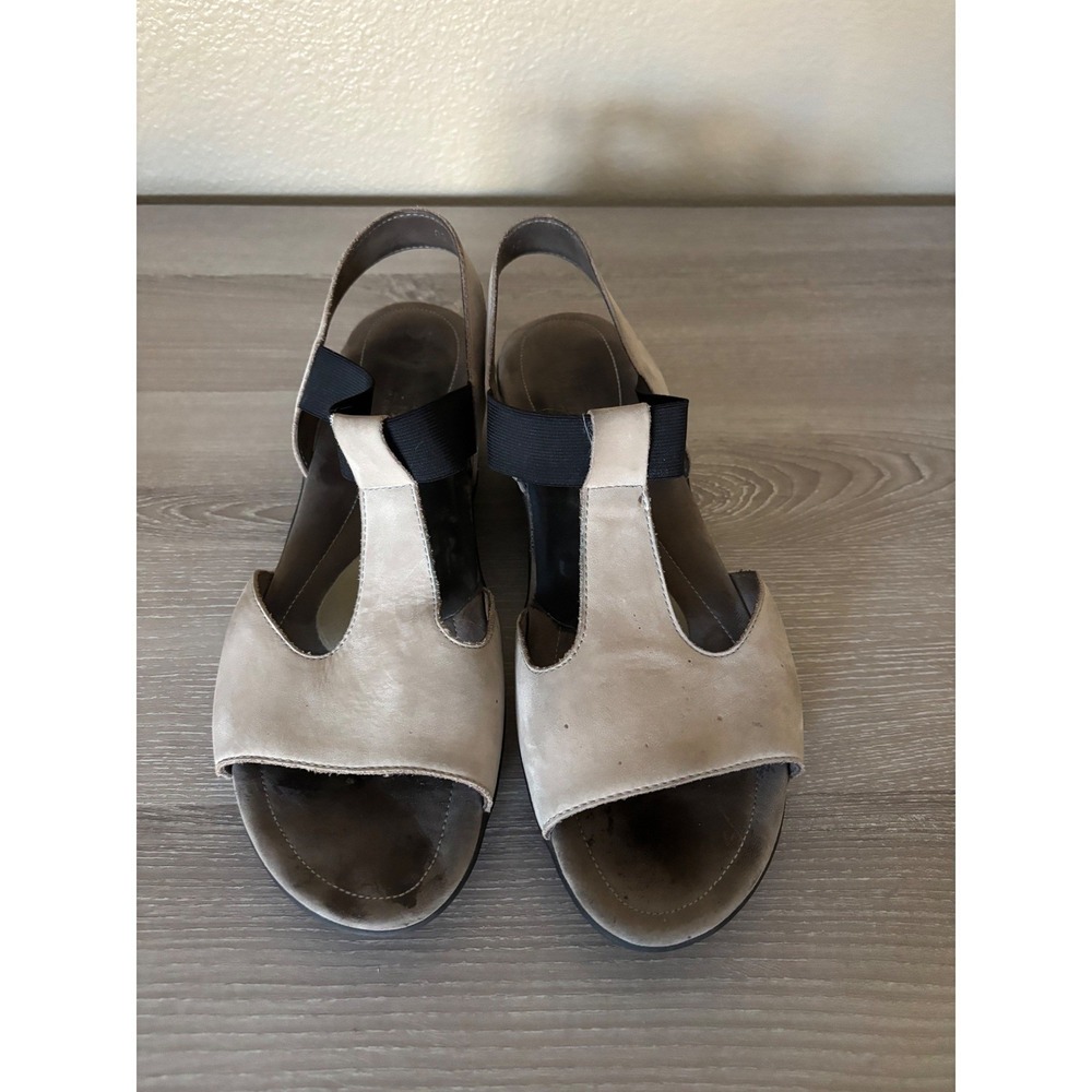 Mephisto Women's Approx 10.5/EU 42 Tan Suede Elastic Strap Comfort Wedge Sandals - Picture 2 of 10